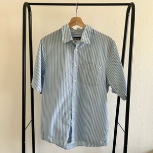 Diesel Striped Short Sleeve Button Up Shirt Men’s Small Blue White Logo Pocket